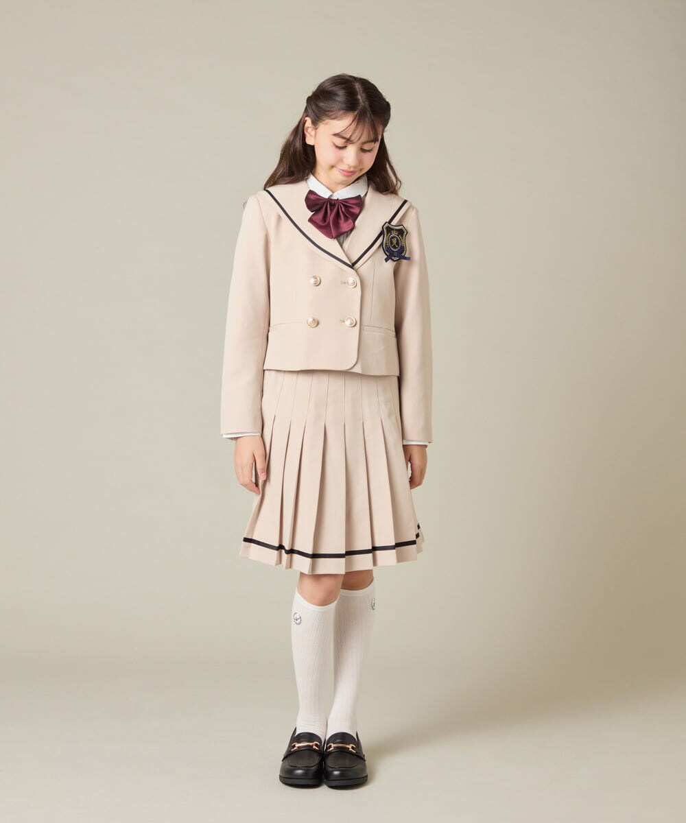 KQJBD04099 a.v.v KIDS(アー・ヴェ・ヴェ) [150-160]【2026 卒服】【エンブレム付き】配色セーラーカラージャケット ベージュ