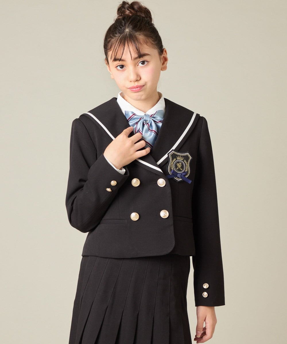 KQJBD04099 a.v.v KIDS(アー・ヴェ・ヴェ) [150-160]【2026 卒服】【エンブレム付き】配色セーラーカラージャケット ベージュ