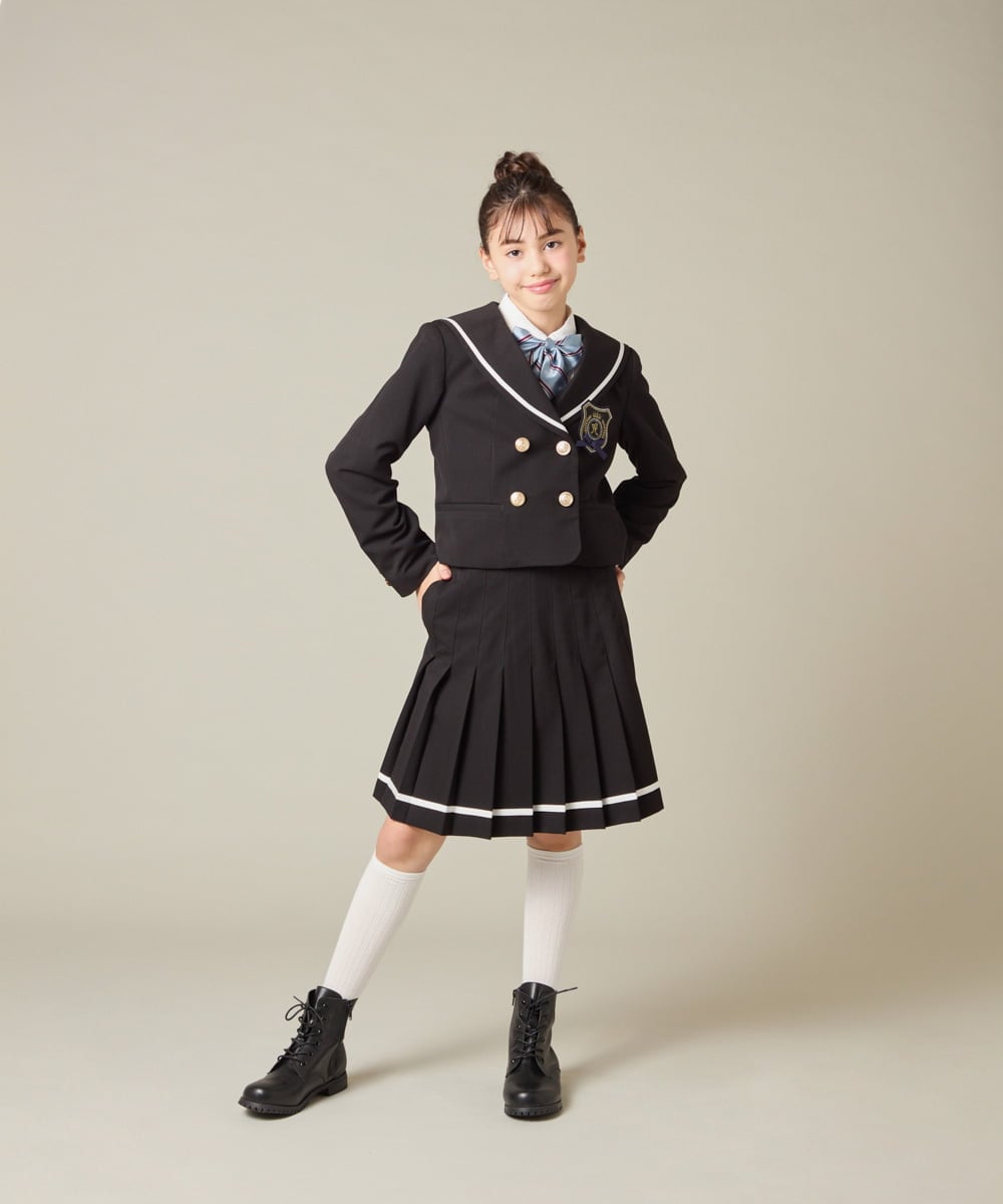 KQJBD04099 a.v.v KIDS(アー・ヴェ・ヴェ) [150-160]【2026 卒服】【エンブレム付き】配色セーラーカラージャケット ベージュ