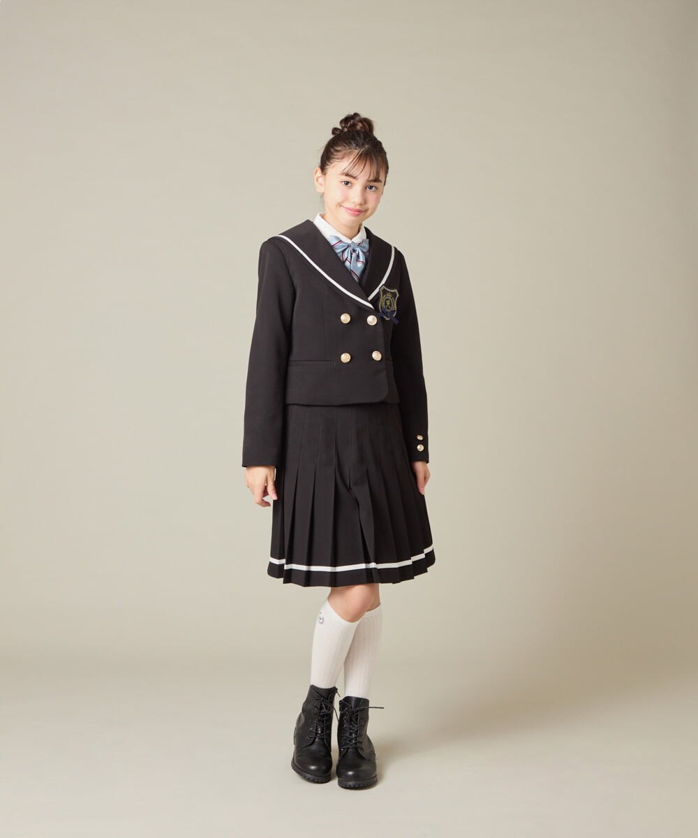 KQJBD04099 a.v.v KIDS(アー・ヴェ・ヴェ) [150-160]【2026 卒服】【エンブレム付き】配色セーラーカラージャケット ベージュ