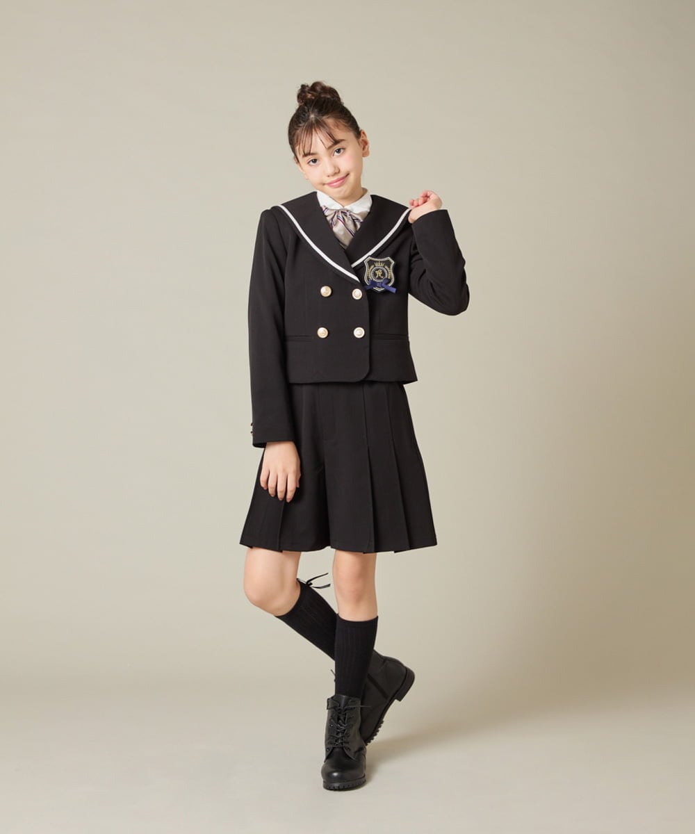 KQJBD04099 a.v.v KIDS(アー・ヴェ・ヴェ) [150-160]【2026 卒服】【エンブレム付き】配色セーラーカラージャケット ベージュ