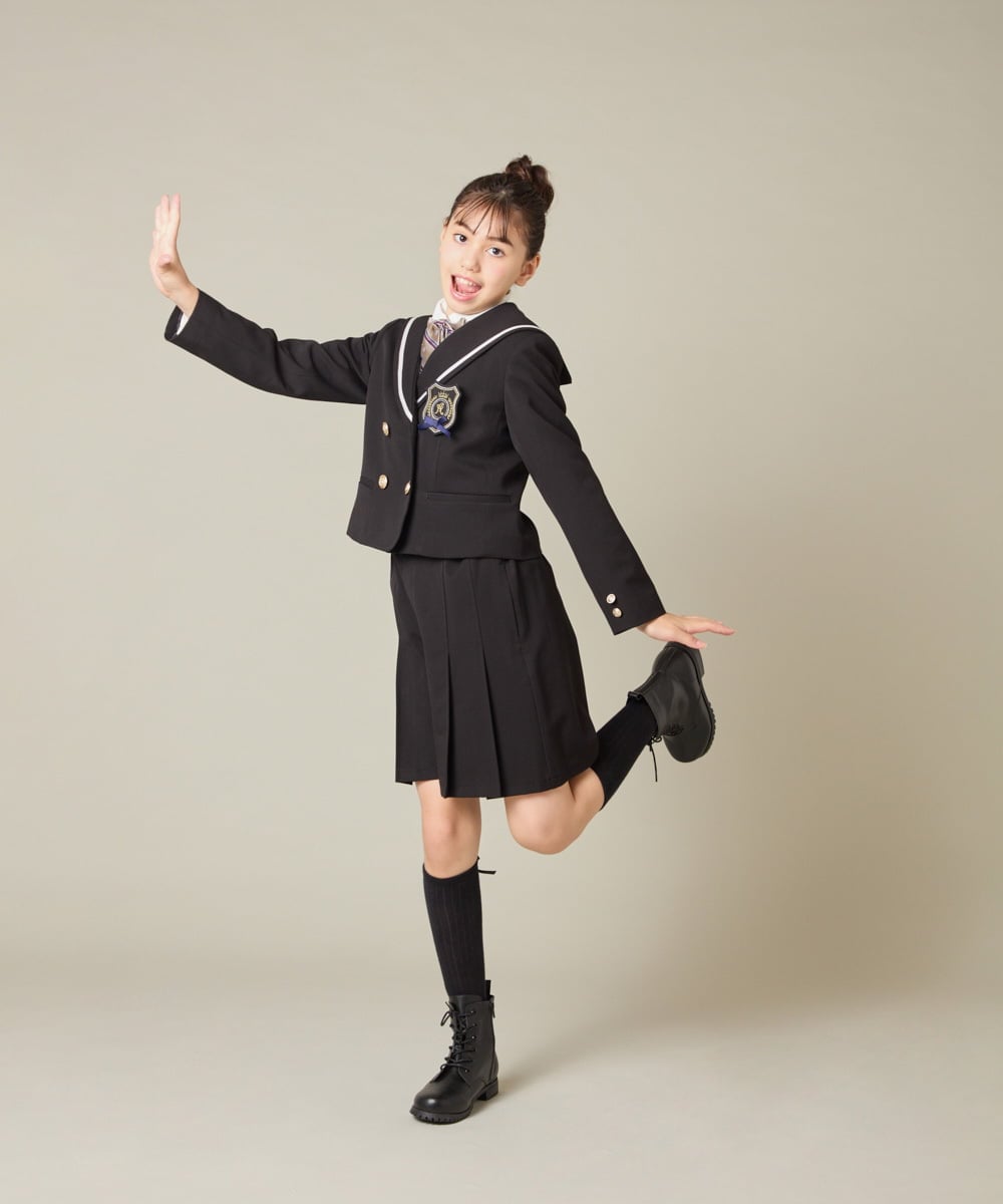 KQJBD04099 a.v.v KIDS(アー・ヴェ・ヴェ) [150-160]【2026 卒服】【エンブレム付き】配色セーラーカラージャケット ベージュ