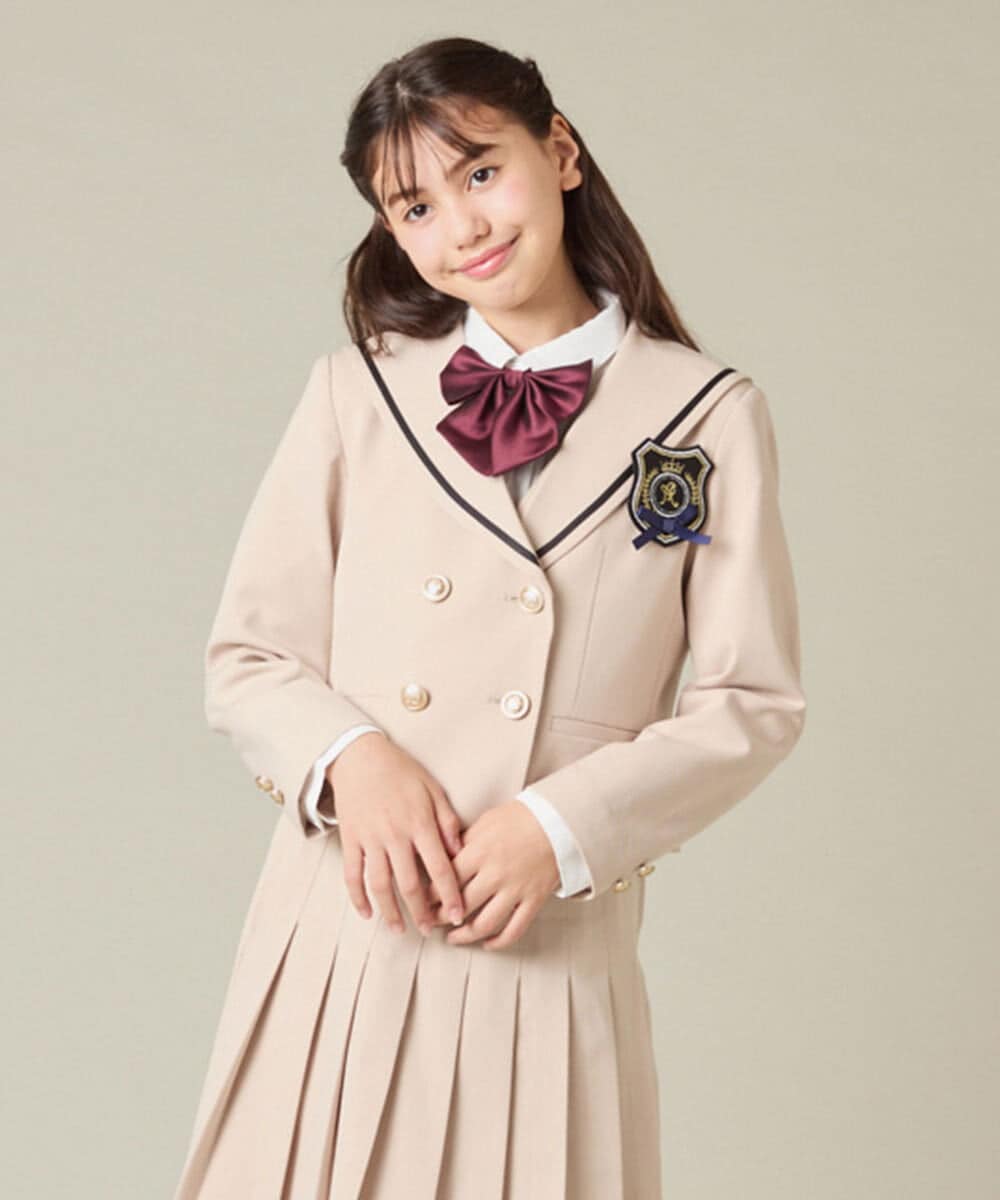KQJBD04099 a.v.v KIDS(アー・ヴェ・ヴェ) [150-160]【2026 卒服】【エンブレム付き】配色セーラーカラージャケット ベージュ