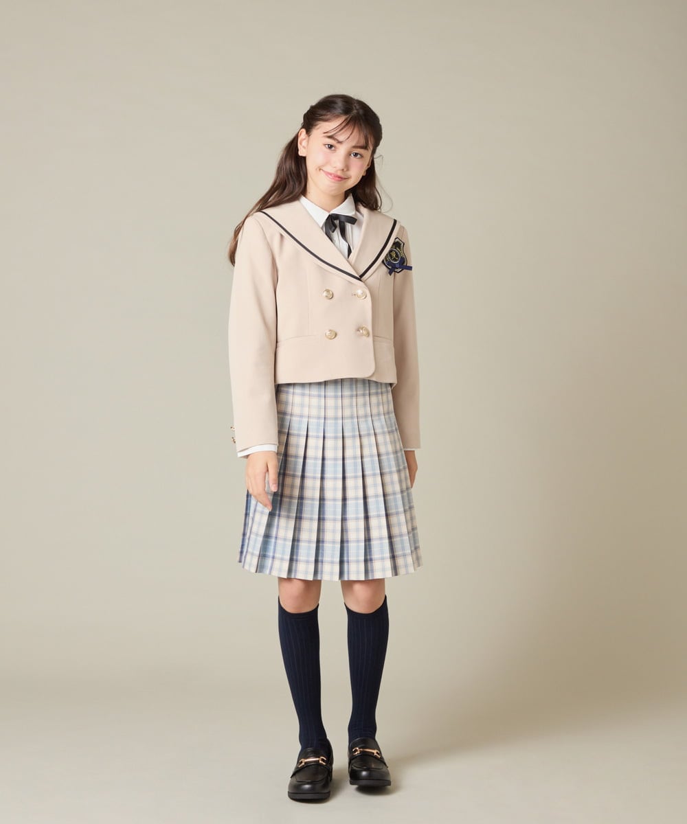 KQJBD04099 a.v.v KIDS(アー・ヴェ・ヴェ) [150-160]【2026 卒服】【エンブレム付き】配色セーラーカラージャケット ベージュ