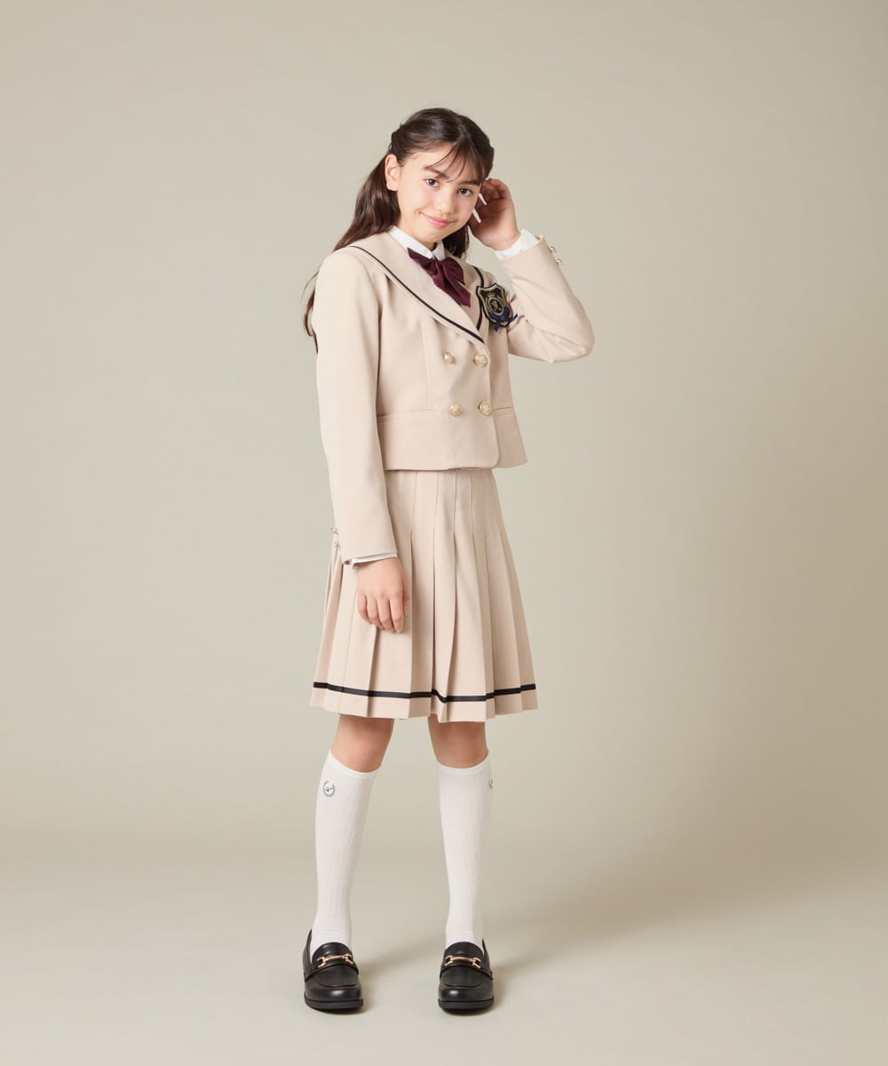 KQJBD04099 a.v.v KIDS(アー・ヴェ・ヴェ) [150-160]【2026 卒服】【エンブレム付き】配色セーラーカラージャケット ベージュ