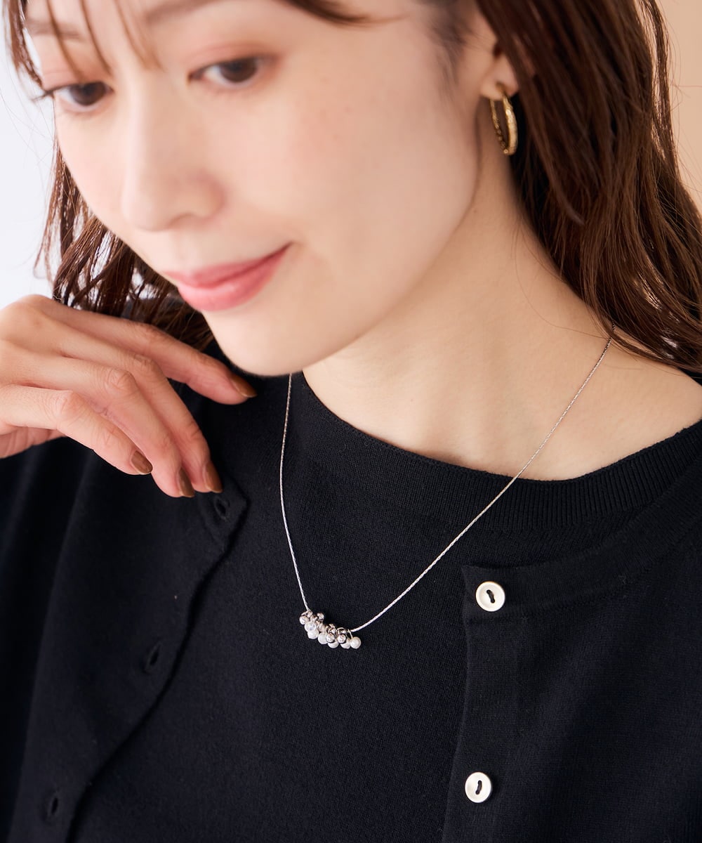 KS2AG05019 a.v.v(アー・ヴェ・ヴェ) 2WAYパール調スライドネックレス シルバー