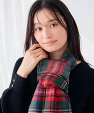 KS3AG05029 a.v.v(アー・ヴェ・ヴェ) チェック柄  大判マフラー グレー