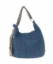 KS5GD08059 a.v.v(アー・ヴェ・ヴェ) ミックス編み雑材バッグ ブルー