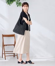 KS5GD10059 a.v.v(アー・ヴェ・ヴェ) ラメフィルム透かし編みショルダーバッグ アイボリー