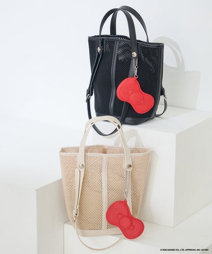 KS5ID22059 a.v.v HELLO KITTY リボンポーチチャーム付きメッシュバッグ
