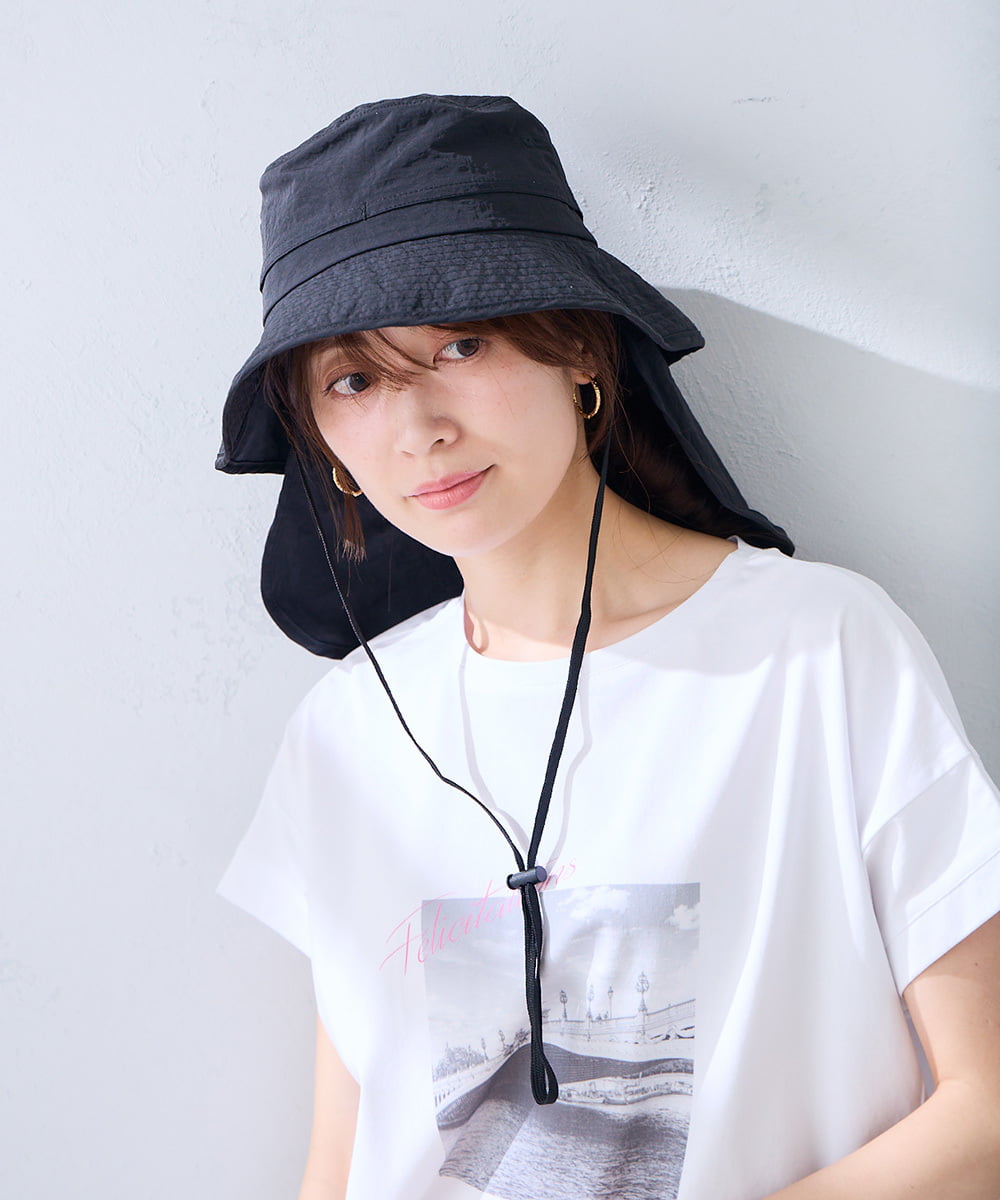 KS7GD04029 a.v.v(アー・ヴェ・ヴェ) 日よけ付きUVハット ブラック
