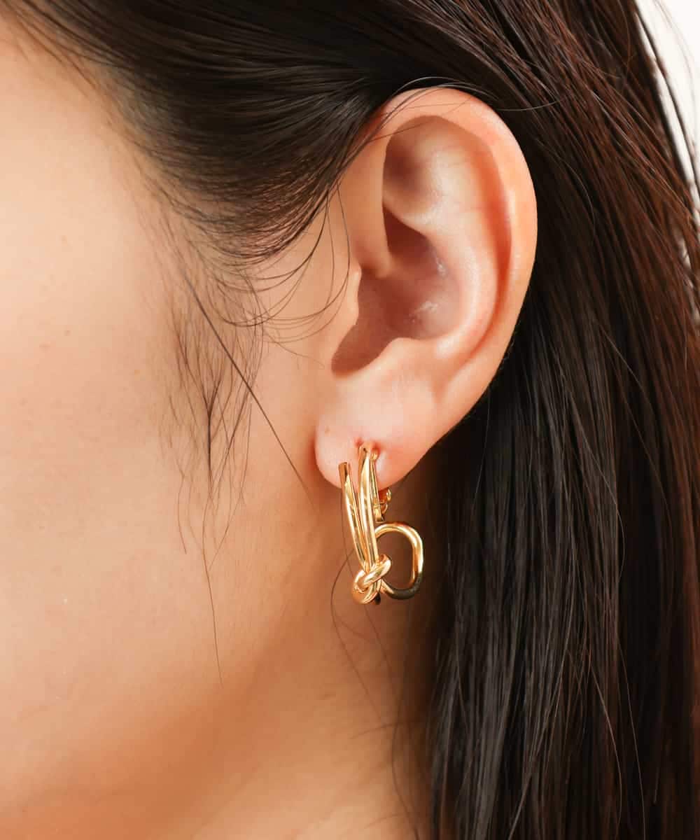 KSPGQ31019 a.v.v(アー・ヴェ・ヴェ) ノットデザインフープイヤリング ゴールド