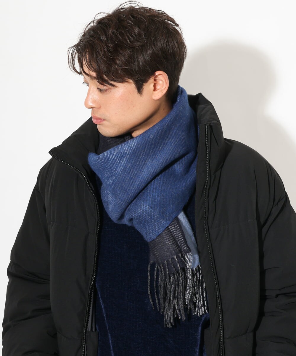 KT3AV22034 a.v.v MEN(アー・ヴェ・ヴェ) 【プレゼントに人気】リバーシブルグラデーションマフラー ネイビー