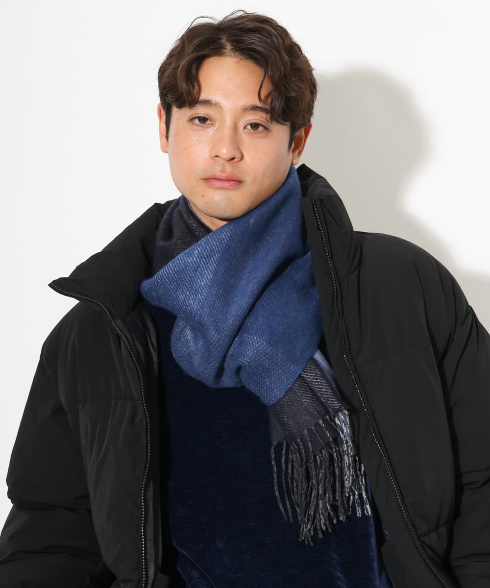 KT3AV22034 a.v.v MEN(アー・ヴェ・ヴェ) 【プレゼントに人気】リバーシブルグラデーションマフラー ダークグレー