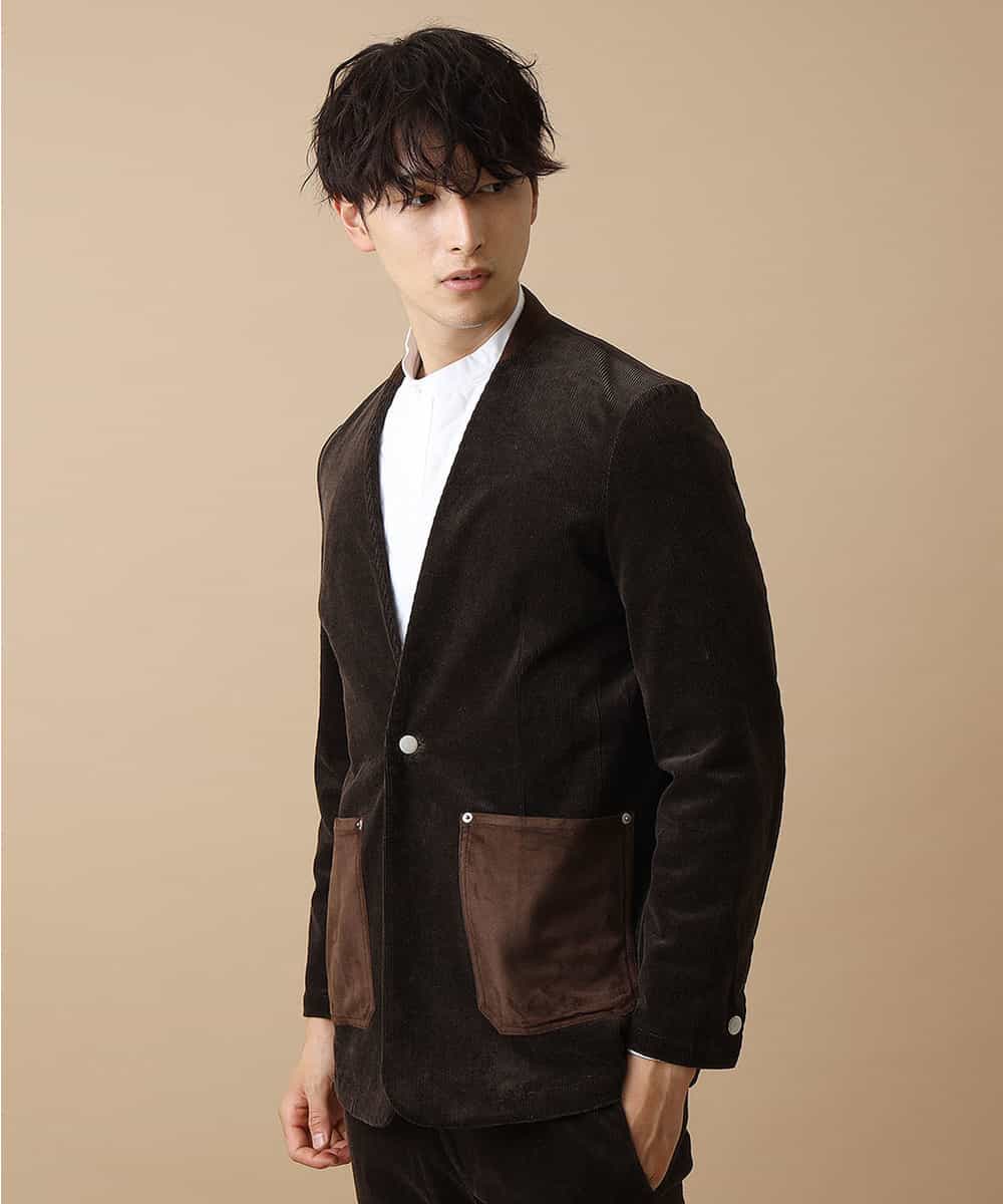 MADAO87172 MK MICHEL KLEIN HOMME(MKミッシェルクランオム) ノーカラージャケット ブラウン
