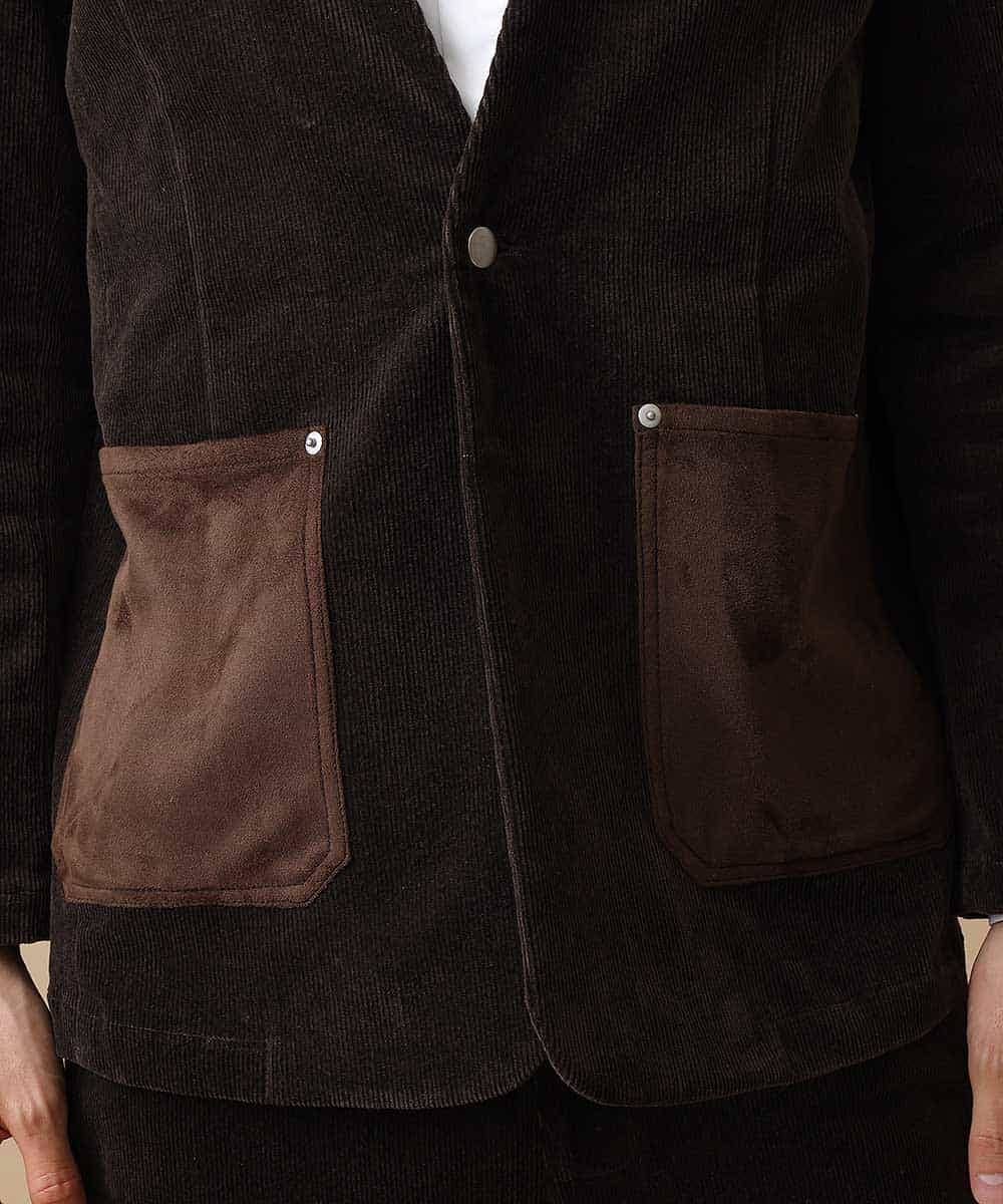 MADAO87172 MK MICHEL KLEIN HOMME(MKミッシェルクランオム) ノーカラージャケット ブラウン
