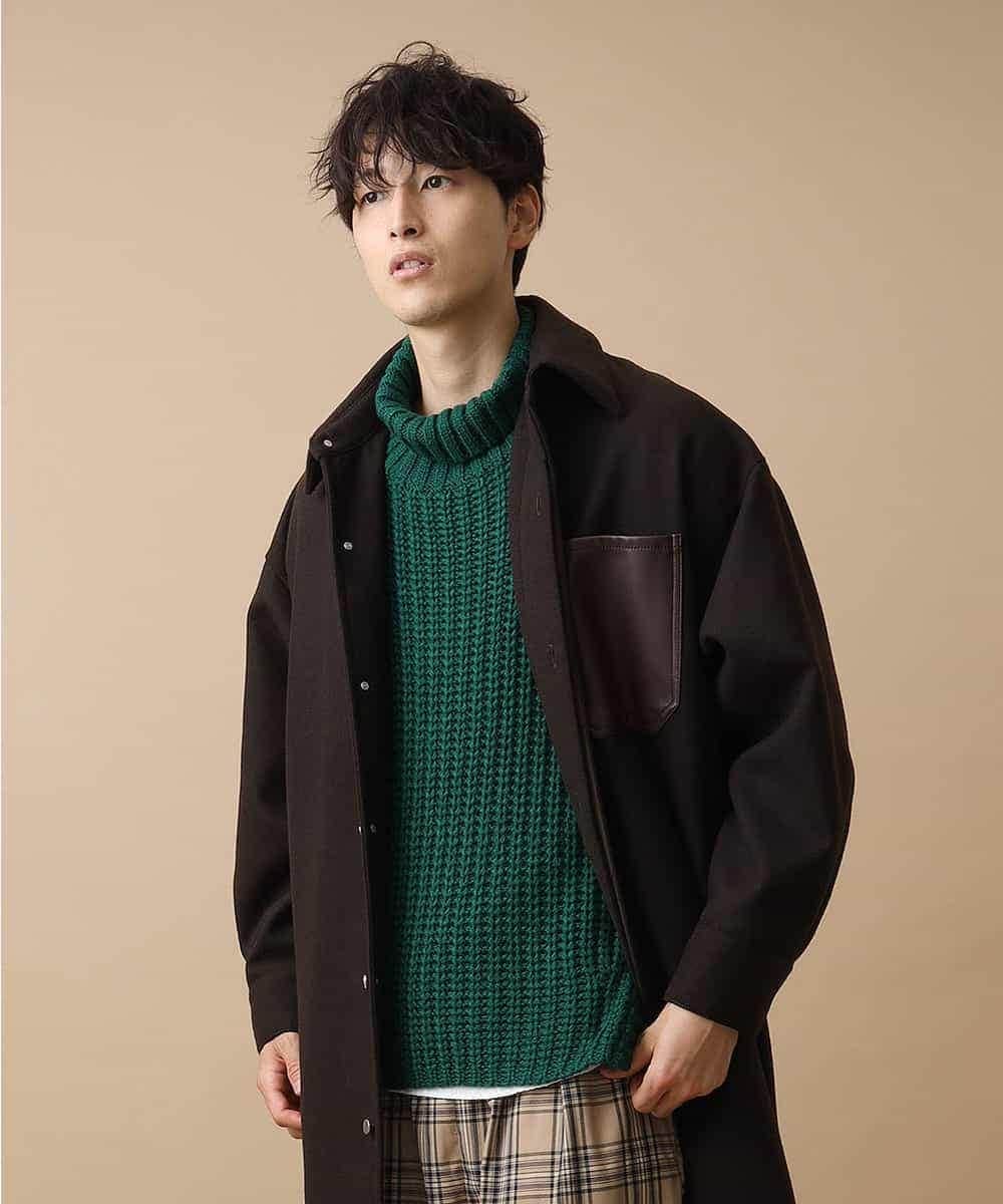 MAUAO88180 MK MICHEL KLEIN HOMME(MKミッシェルクランオム) ロングシャツコート ブラウン