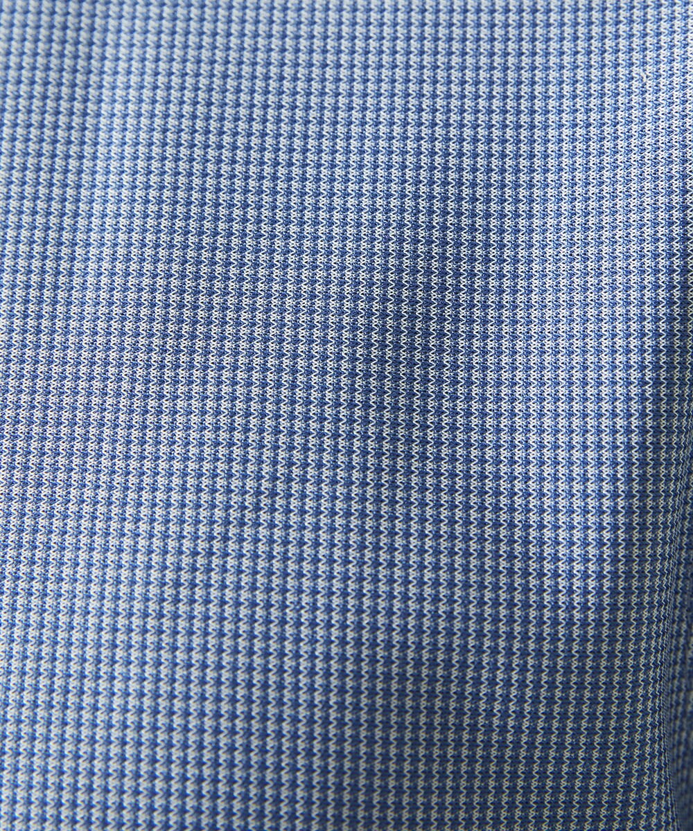 MKBAD50130 MK MICHEL KLEIN HOMME(MKミッシェルクランオム) 【洗濯機洗いOK／ストレッチ/ビジネス対応】アクティブセッター千鳥柄長袖シャツ ブルー