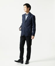 MKBAD50130 MK MICHEL KLEIN HOMME(MKミッシェルクランオム) 【洗濯機洗いOK／ストレッチ/ビジネス対応】アクティブセッター千鳥柄長袖シャツ ブルー