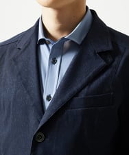 MKBAD50130 MK MICHEL KLEIN HOMME(MKミッシェルクランオム) 【洗濯機洗いOK／ストレッチ/ビジネス対応】アクティブセッター千鳥柄長袖シャツ ブルー