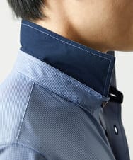 MKBAD50130 MK MICHEL KLEIN HOMME(MKミッシェルクランオム) 【洗濯機洗いOK／ストレッチ/ビジネス対応】アクティブセッター千鳥柄長袖シャツ ブルー