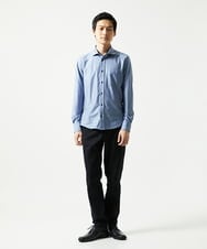 MKBAD50130 MK MICHEL KLEIN HOMME(MKミッシェルクランオム) 【洗濯機洗いOK／ストレッチ/ビジネス対応】アクティブセッター千鳥柄長袖シャツ ブルー
