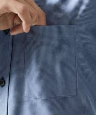 MKBAD50130 MK MICHEL KLEIN HOMME(MKミッシェルクランオム) 【洗濯機洗いOK／ストレッチ/ビジネス対応】アクティブセッター千鳥柄長袖シャツ ブルー