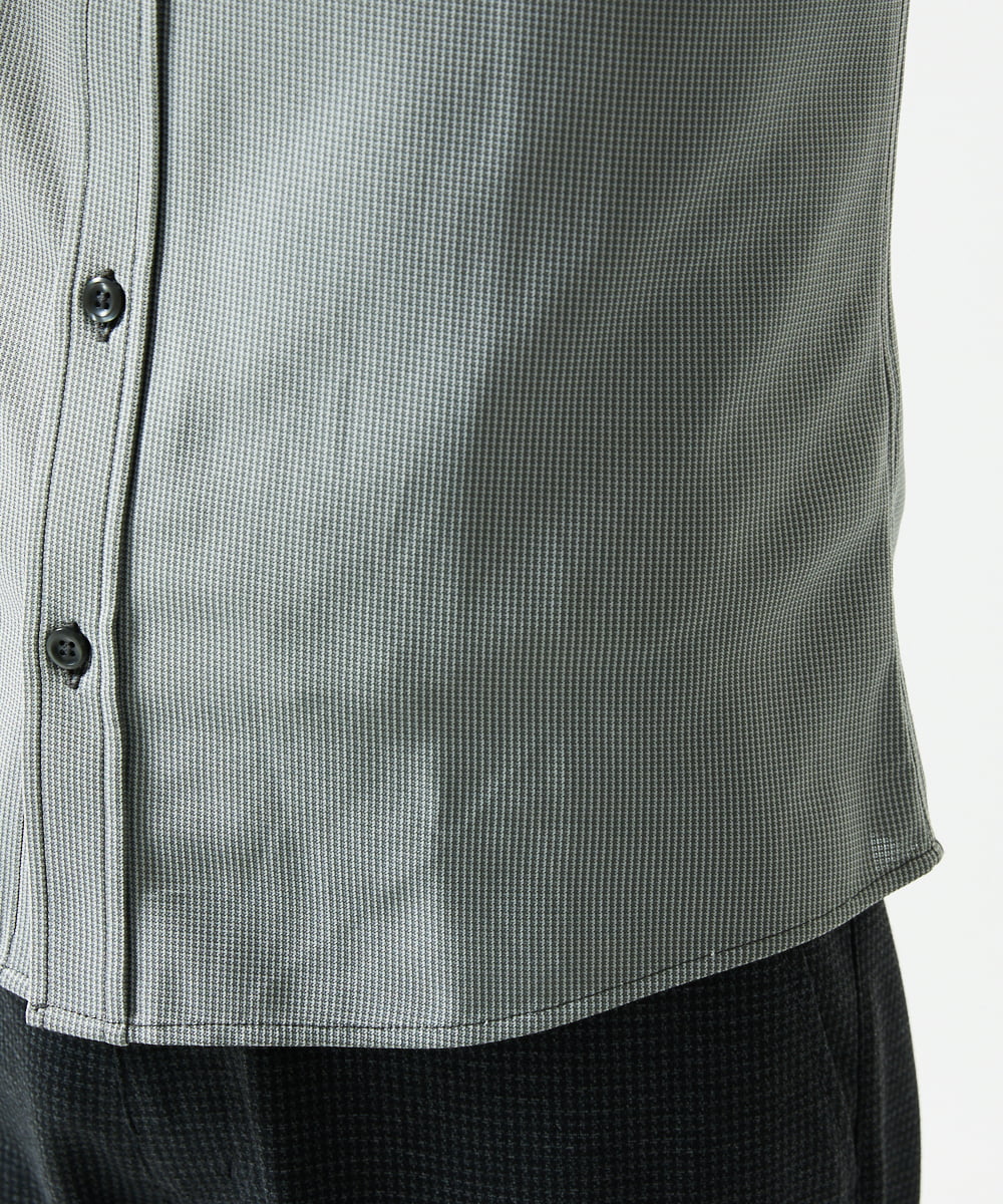 MKBAD50130 MK MICHEL KLEIN HOMME(MKミッシェルクランオム) 【洗濯機洗いOK／ストレッチ/ビジネス対応】アクティブセッター千鳥柄長袖シャツ グレー