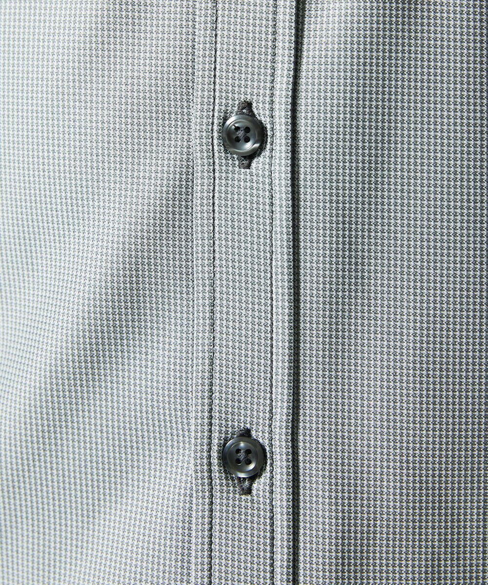 MKBAD50130 MK MICHEL KLEIN HOMME(MKミッシェルクランオム) 【洗濯機洗いOK／ストレッチ/ビジネス対応】アクティブセッター千鳥柄長袖シャツ グレー