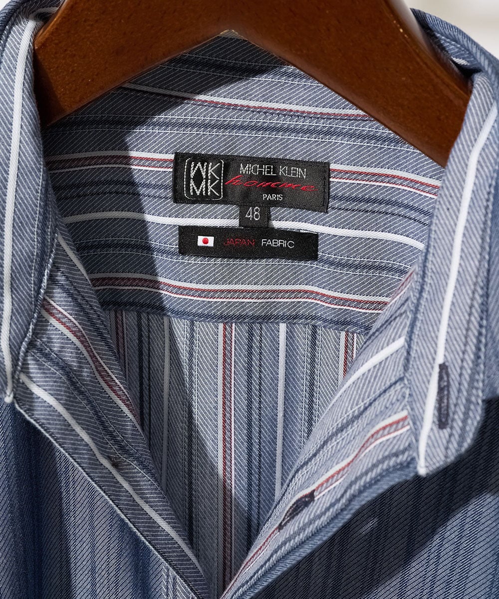 MKBAD53120 MK MICHEL KLEIN HOMME(MKミッシェルクランオム) 【洗える／日本製生地】ドビーリバーシブルシャツ ブルー