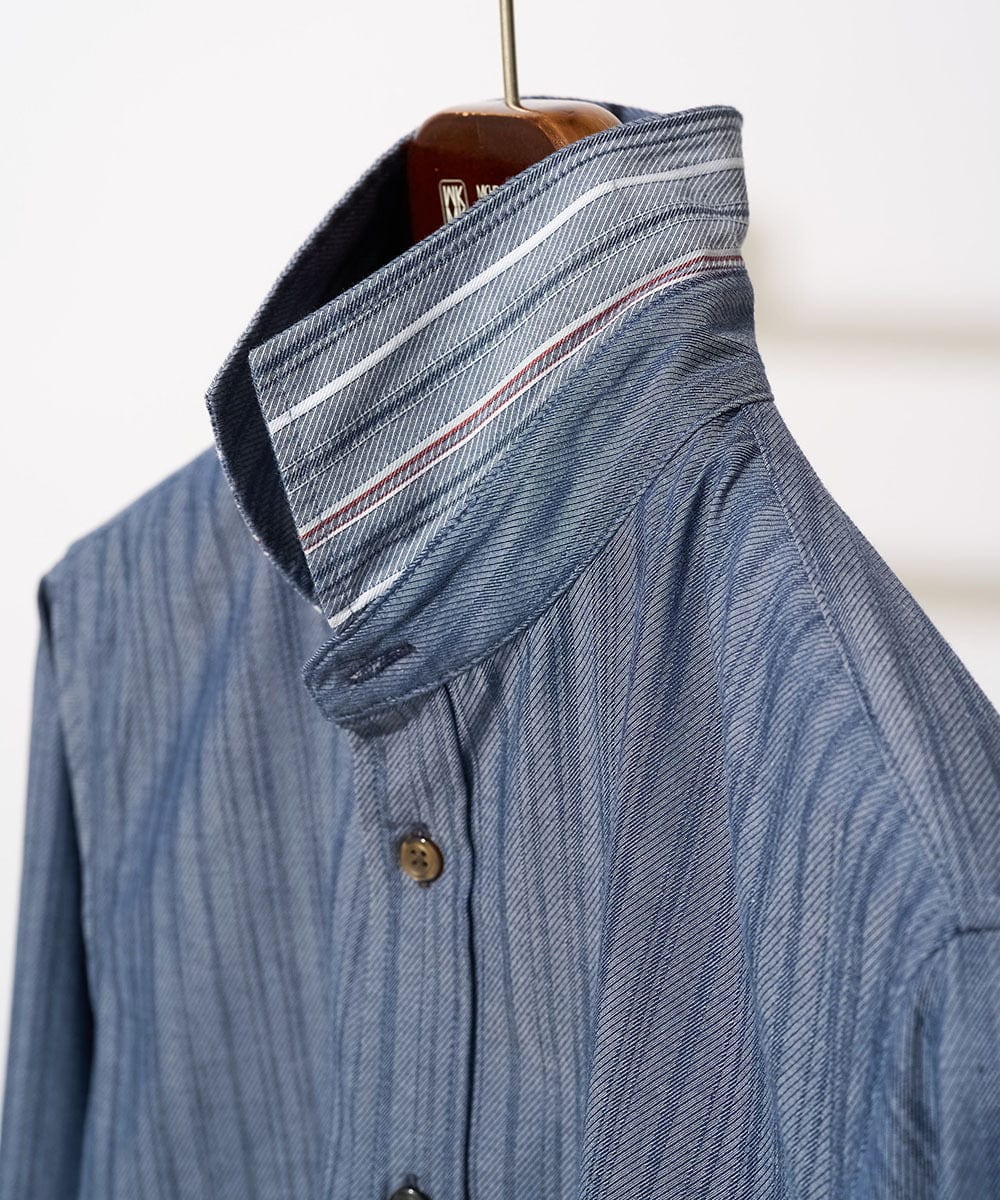 MKBAD53120 MK MICHEL KLEIN HOMME(MKミッシェルクランオム) 【洗える／日本製生地】ドビーリバーシブルシャツ ブルー