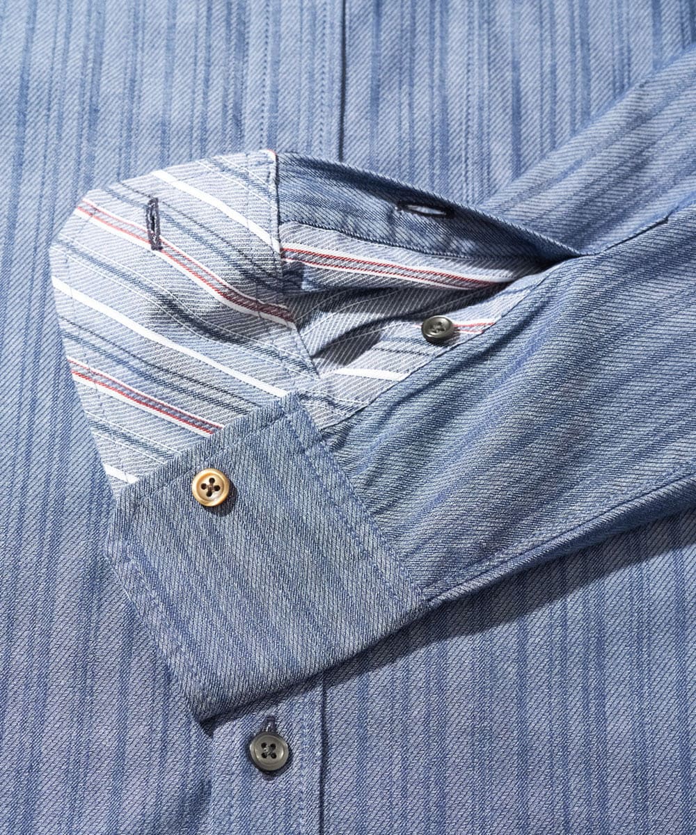 MKBAD53120 MK MICHEL KLEIN HOMME(MKミッシェルクランオム) 【洗える／日本製生地】ドビーリバーシブルシャツ ブルー