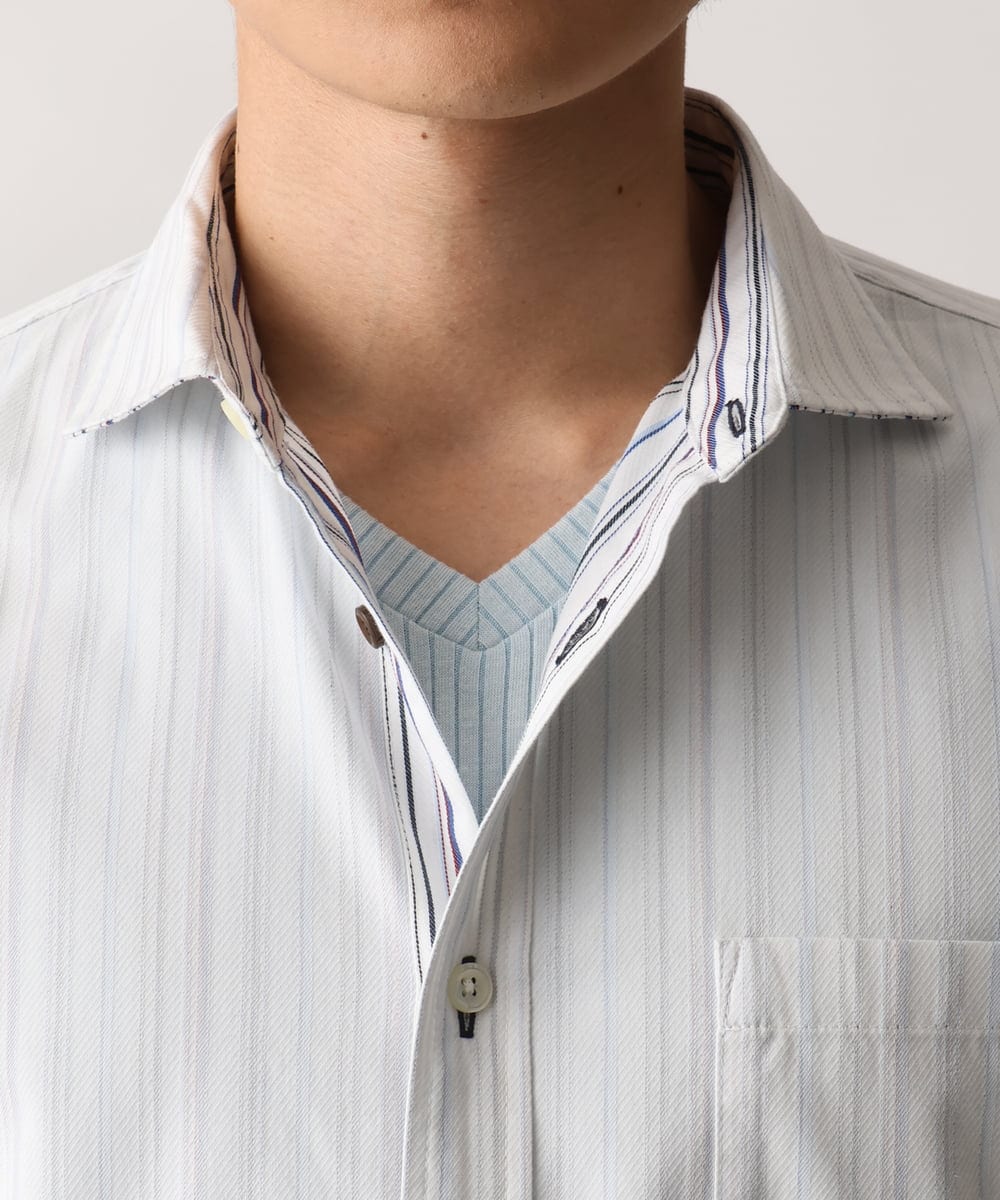 MKBAD53120 MK MICHEL KLEIN HOMME(MKミッシェルクランオム) 【洗える／日本製生地】ドビーリバーシブルシャツ ホワイト