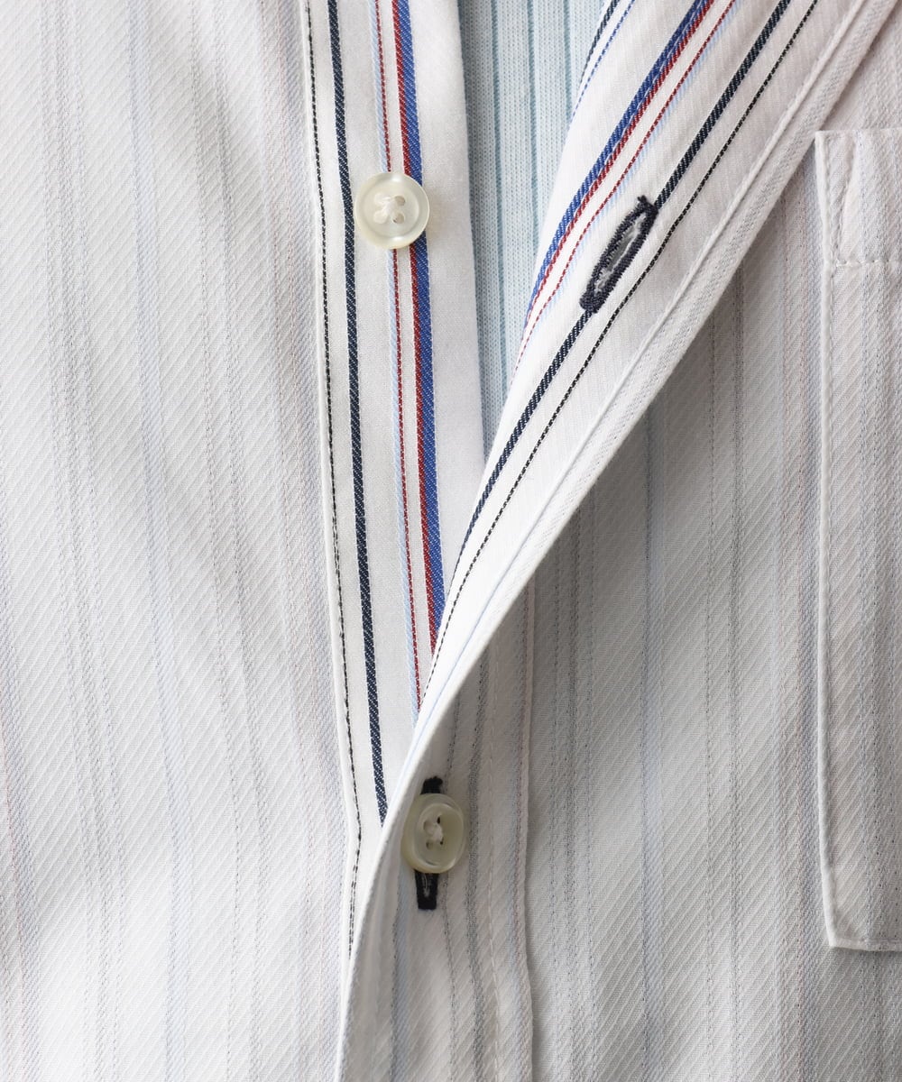 MKBAD53120 MK MICHEL KLEIN HOMME(MKミッシェルクランオム) 【洗える／日本製生地】ドビーリバーシブルシャツ ホワイト