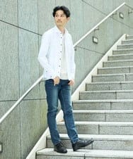 MKBAD60130 MK MICHEL KLEIN HOMME(MKミッシェルクランオム) 【ビジ／カジ対応／ストレッチ】ホワイトドビーシャツ ホワイト