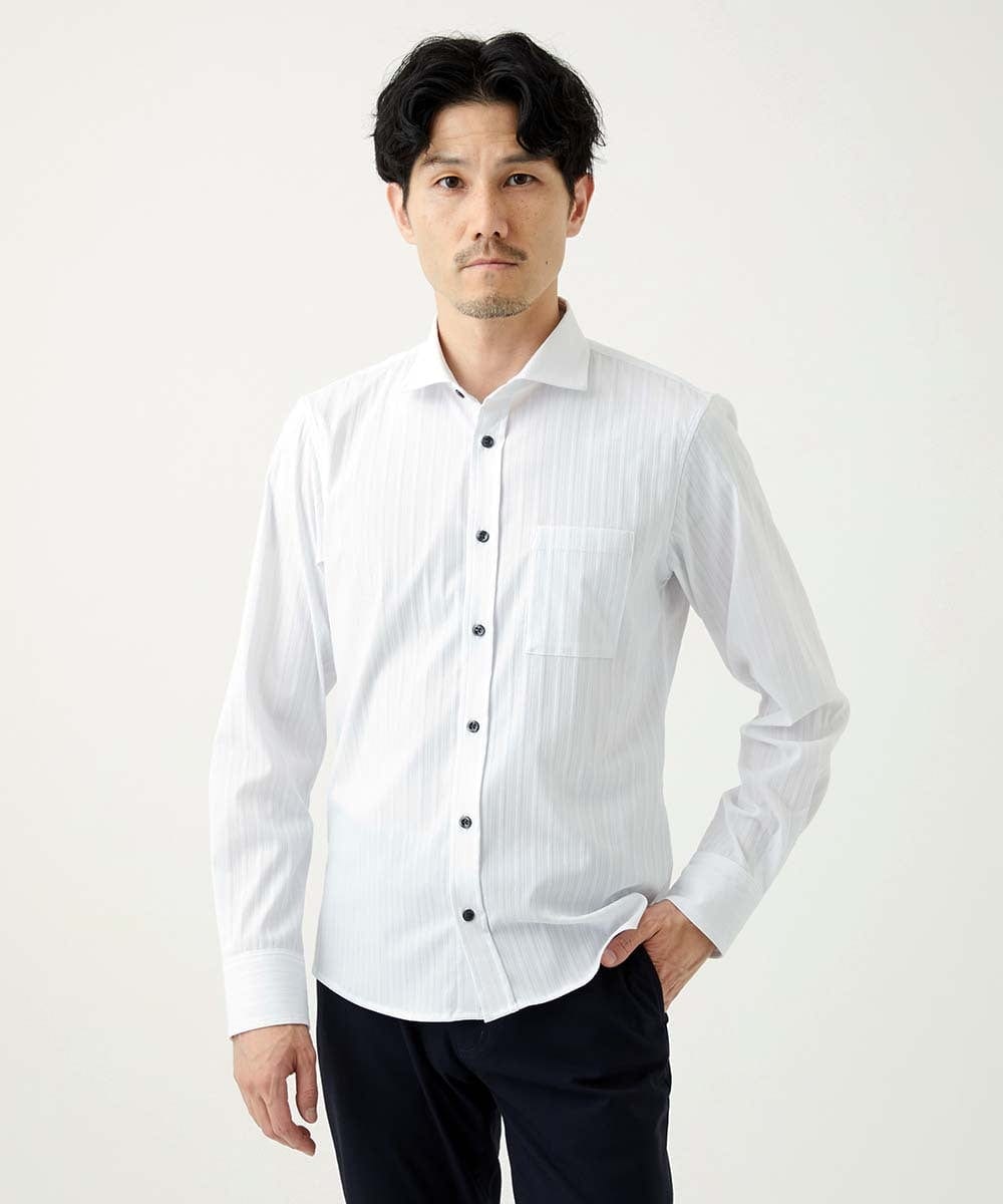 MKBAD60130 MK MICHEL KLEIN HOMME(MKミッシェルクランオム) 【ビジ／カジ対応／ストレッチ】ホワイトドビーシャツ ホワイト
