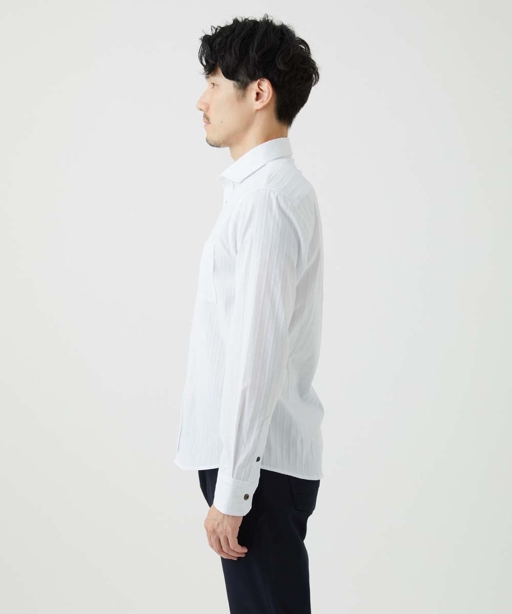 MKBAD60130 MK MICHEL KLEIN HOMME(MKミッシェルクランオム) 【ビジ／カジ対応／ストレッチ】ホワイトドビーシャツ ホワイト