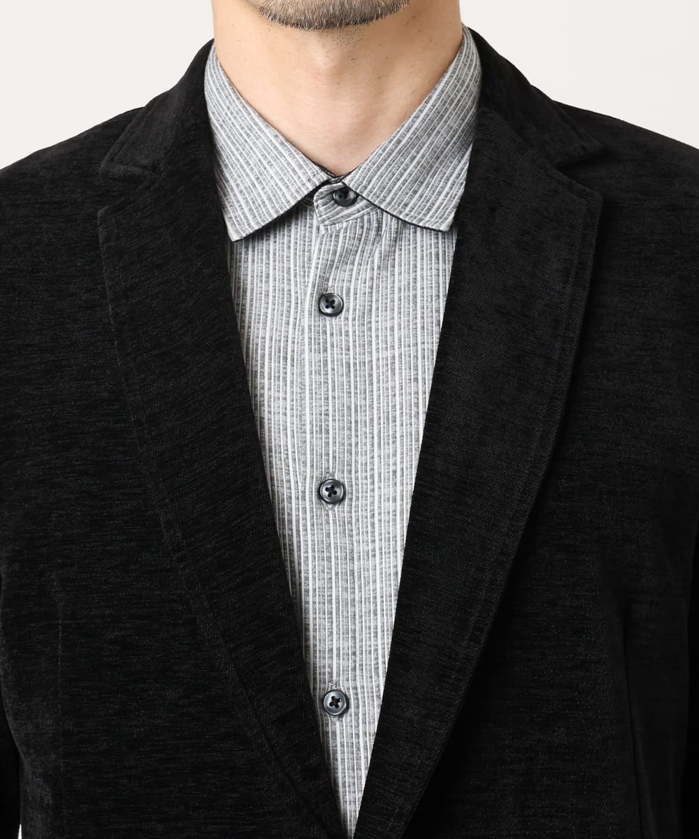 MKBAF19090 MK MICHEL KLEIN HOMME(MKミッシェルクランオム) 【洗える／ストレッチ】オニキスストライプ長袖シャツ グレー
