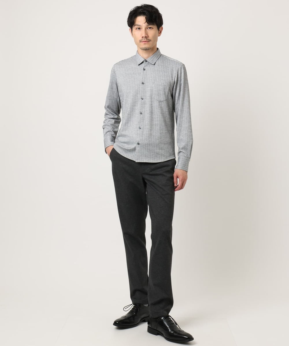 MKBAF19090 MK MICHEL KLEIN HOMME(MKミッシェルクランオム) 【洗える／ストレッチ】オニキスストライプ長袖シャツ グレー