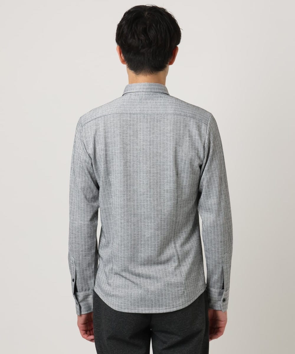 MKBAF19090 MK MICHEL KLEIN HOMME(MKミッシェルクランオム) 【洗える／ストレッチ】オニキスストライプ長袖シャツ グレー