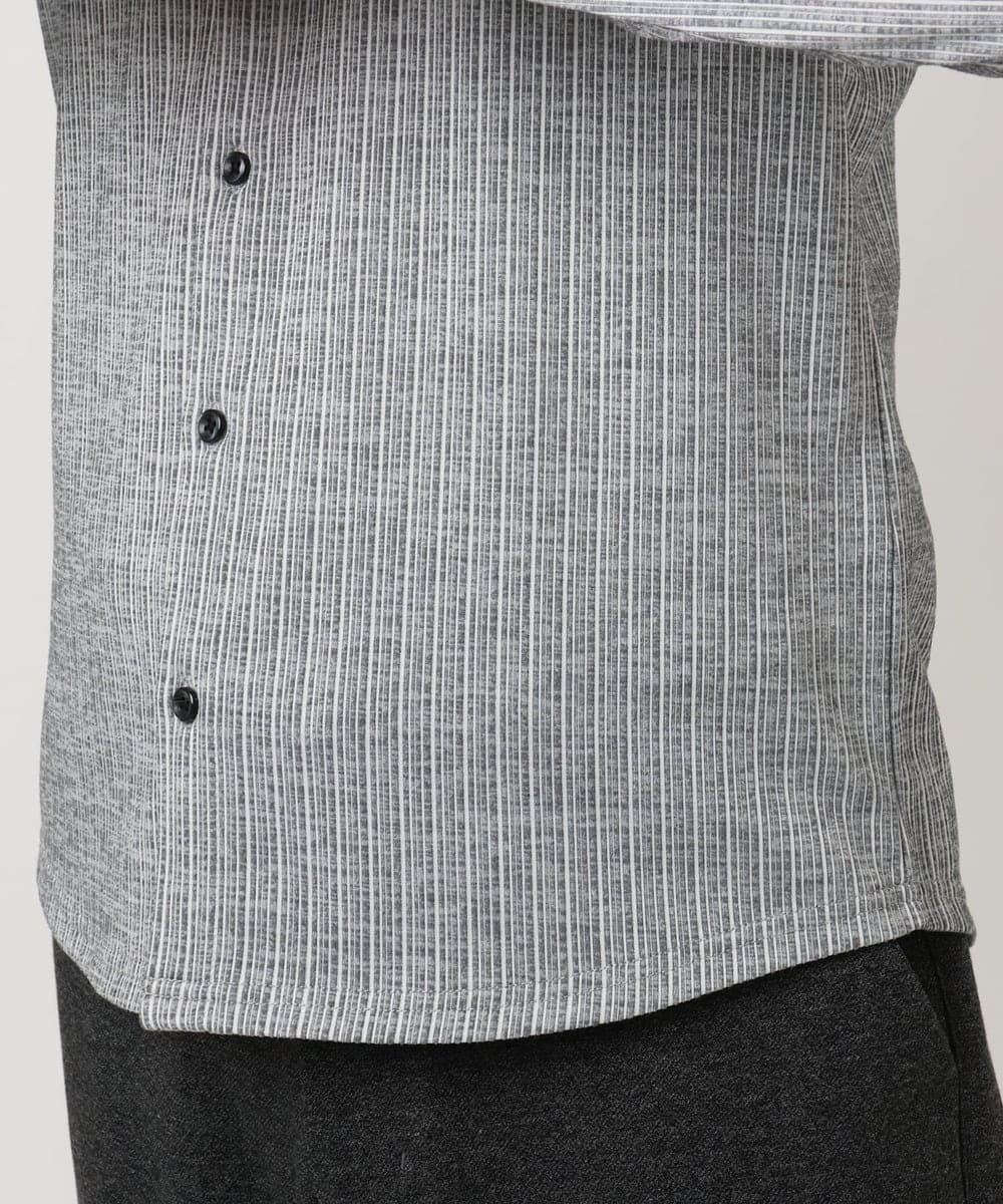 MKBAF19090 MK MICHEL KLEIN HOMME(MKミッシェルクランオム) 【洗える／ストレッチ】オニキスストライプ長袖シャツ グレー