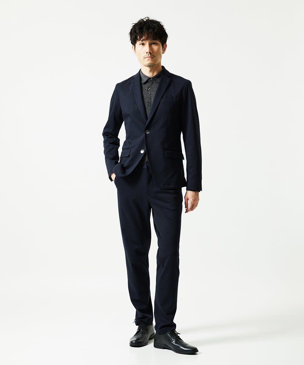 MKBAF19090 MK MICHEL KLEIN HOMME(MKミッシェルクランオム) 【洗える／ストレッチ】オニキスストライプ長袖シャツ ブラック