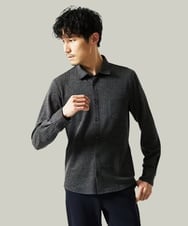 MKBAF19090 MK MICHEL KLEIN HOMME(MKミッシェルクランオム) 【洗える／ストレッチ】オニキスストライプ長袖シャツ ブラック