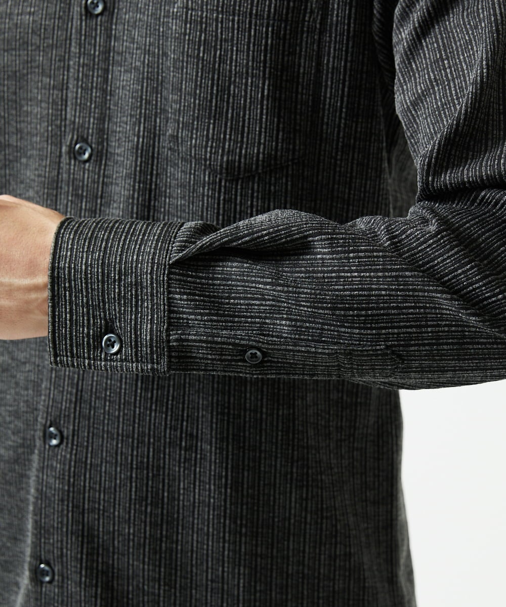 MKBAF19090 MK MICHEL KLEIN HOMME(MKミッシェルクランオム) 【洗える／ストレッチ】オニキスストライプ長袖シャツ ブラック