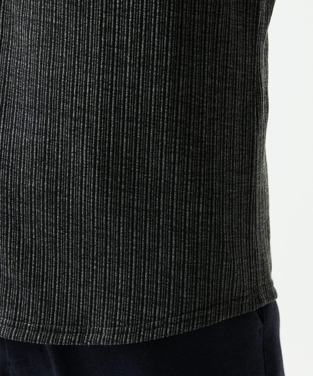MKBAF19090 MK MICHEL KLEIN HOMME(MKミッシェルクランオム) 【洗える／ストレッチ】オニキスストライプ長袖シャツ ブラック