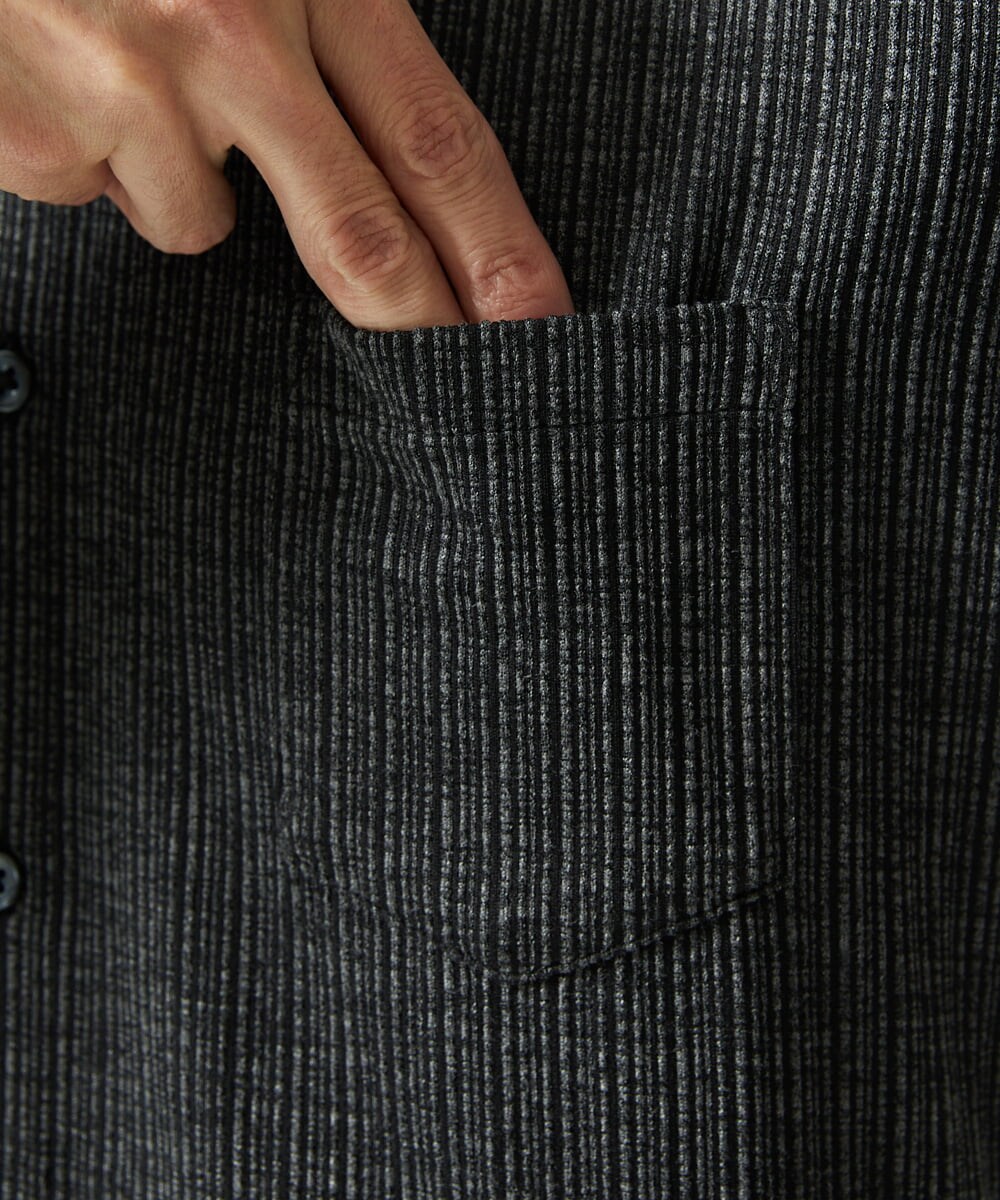 MKBAF19090 MK MICHEL KLEIN HOMME(MKミッシェルクランオム) 【洗える／ストレッチ】オニキスストライプ長袖シャツ ブラック