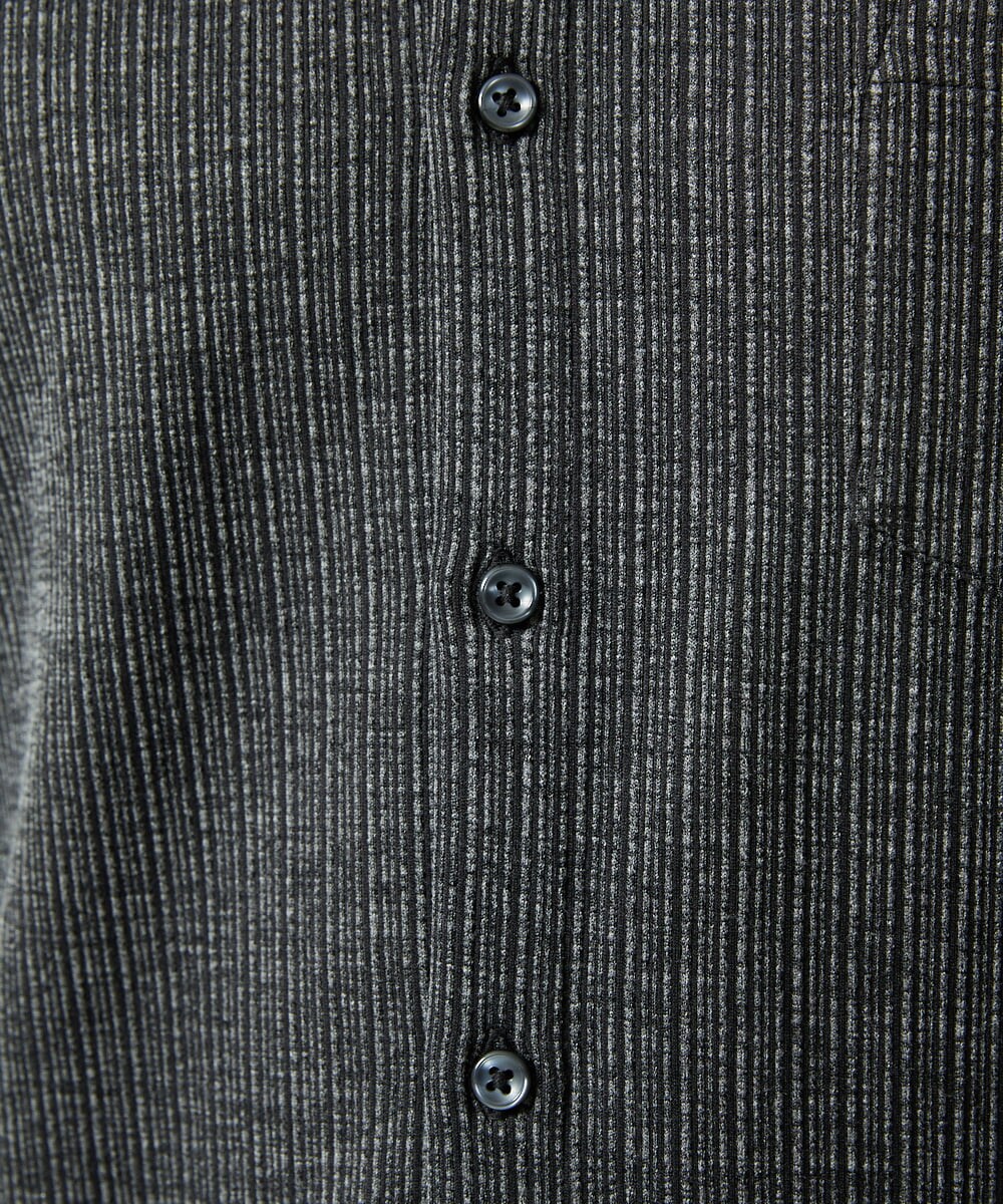 MKBAF19090 MK MICHEL KLEIN HOMME(MKミッシェルクランオム) 【洗える／ストレッチ】オニキスストライプ長袖シャツ ブラック