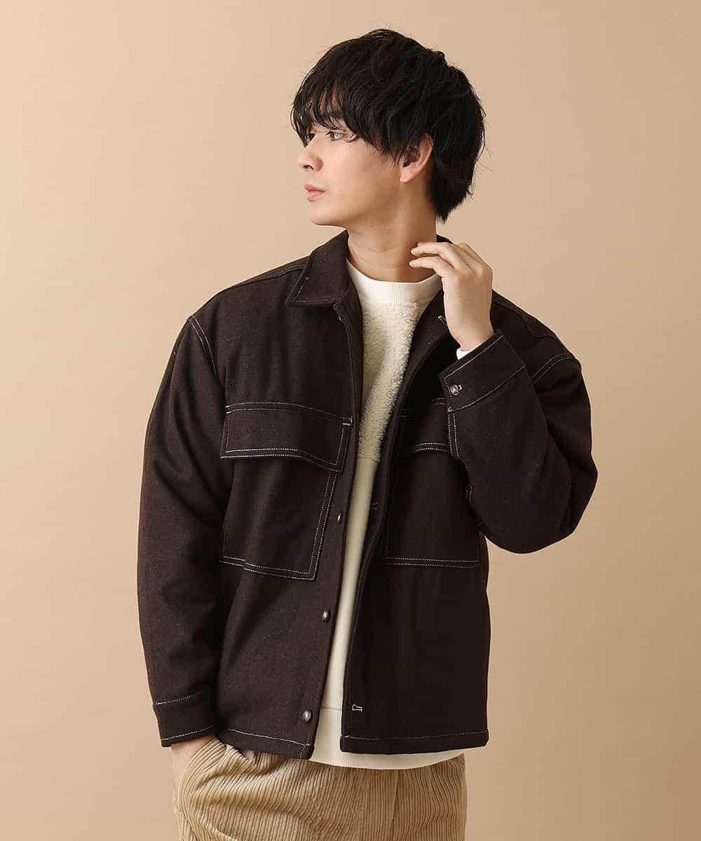 MKBAO41130 MK MICHEL KLEIN HOMME(MKミッシェルクランオム) CPOシャツ ブラウン