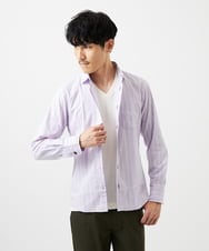 MKBDA56130 MK MICHEL KLEIN HOMME(MKミッシェルクランオム) 【残りわずか/洗える/日本製生地使用】シャドーバイヤスストライプシャツ ピンク