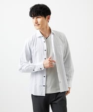 MKBDA56130 MK MICHEL KLEIN HOMME(MKミッシェルクランオム) 【残りわずか/洗える/日本製生地使用】シャドーバイヤスストライプシャツ ホワイト